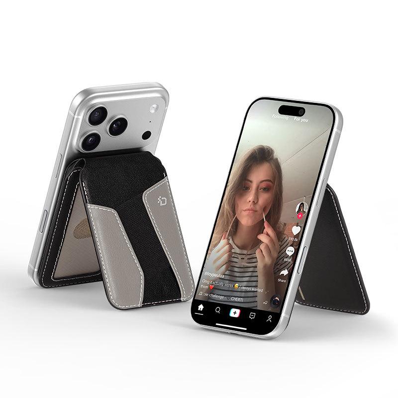 

iPhone Magnetic Bracket PU Leather Card Holder – Multifunctional Phone Back Sticker Sleeve Multi-functional Magnetic Holder Card Sleeve черный серый