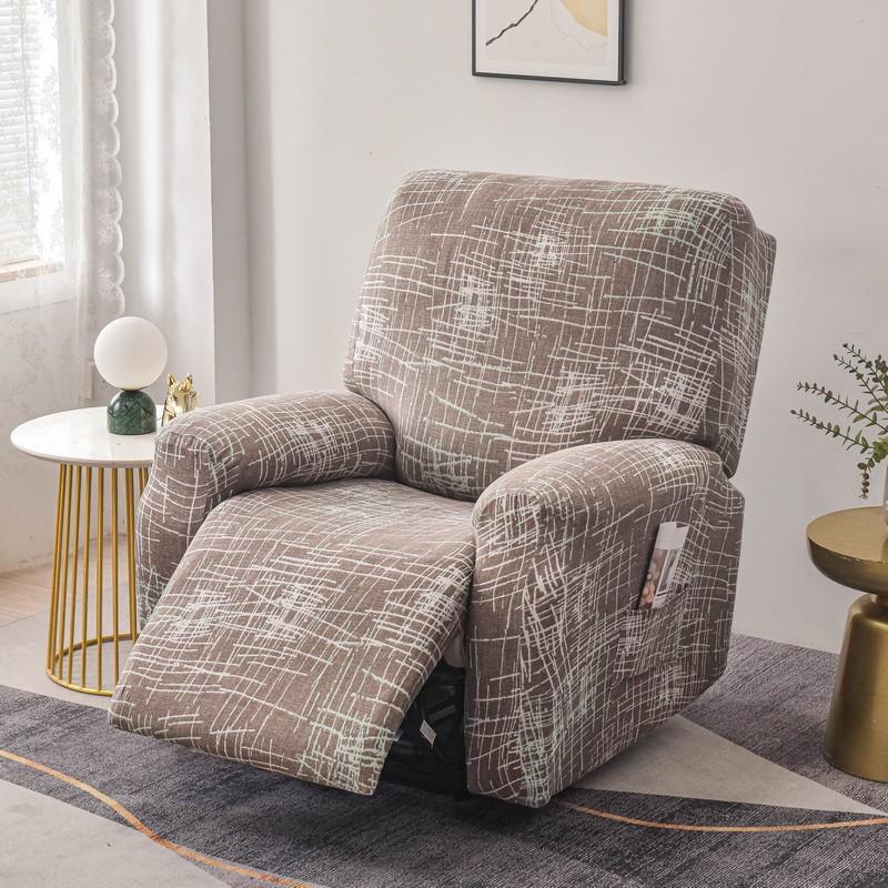 Stretch Recliner Chair Cover 4-Pieces Soft Recliner Chair Slipcover 1-Seater Sofa Couch Protector Home Decor Washable