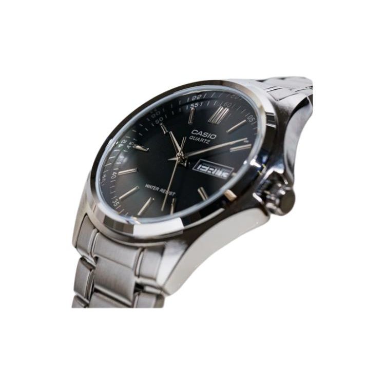 Casio Standard Series Waterproof Calendar Quartz Movement Stainless Steel Strap Watch Men Watches Black MTP-1239D-1A
