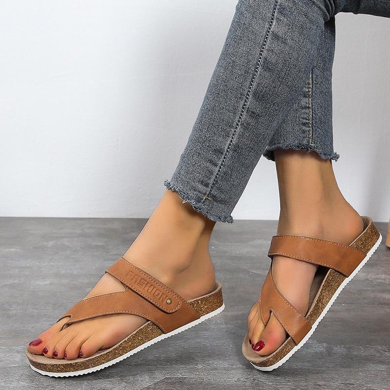 Sandales plates décontractées d'été 2022 à brides croisées - à enfiler, bout rond, chaussures de plage pour grandes tailles