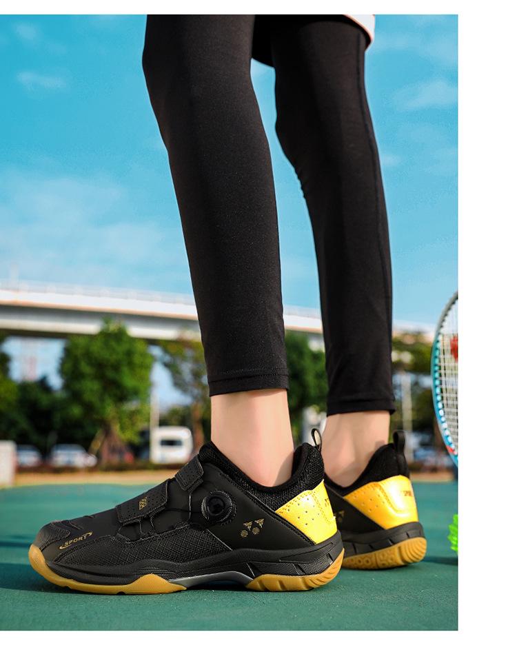 Men's Breathable Rotary Buckle Sports Shoes - Lightweight Casual Badminton and Tennis Trainers