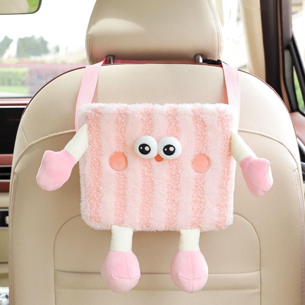 Cartoon Auto Seat Back Storage Bag Hanging Car Mounted Tissue Box Car Trash Can  Car Supplies