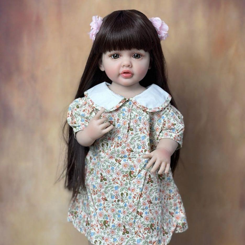 Plně měkké silikonové tělo 55 CM 22 Inch Reborn Baby Realistická dívka Dlouhé vlasy Panenka Realistická princezna Batole Bebe Dárek k narozeninám