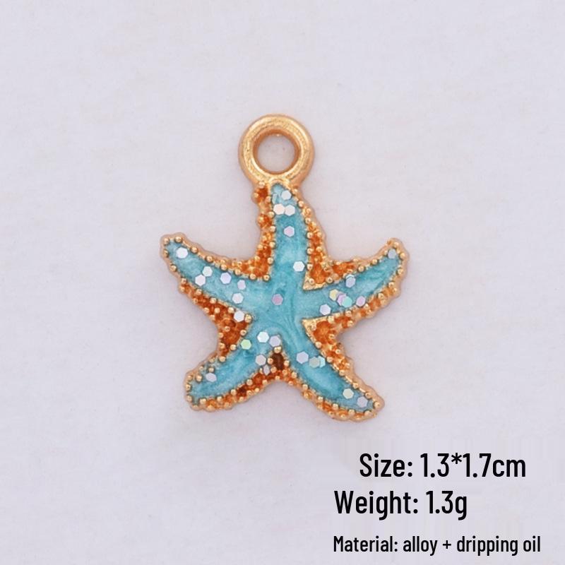 Korean Alloy Pearlescent Seashell & Starfish Pendant for DIY Jewelry Accessories