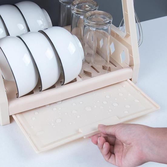 1 Set Dish Drainer Double Layer Detachable High Capacity Save Space Multifunctional Storage Rack Dish Drainer Sink for Dining Room