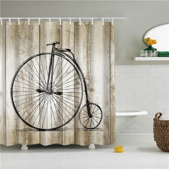 Vintage Style Map Anchor Cowboy Printed Shower Curtains With 12 Hooks Waterproof Polyester Decorative Bathroom Curtains