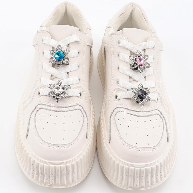 1pc Rhinestones Shoe Laces Charm for Sneakers Shoelaces Decorations Flower Fancy Crystal Buckle Bling Shoes Accessories for Girl