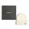 Great CHANEL Knit cap COCO Mark Heart Rhinestone Knit Hat white cashmere Women Used