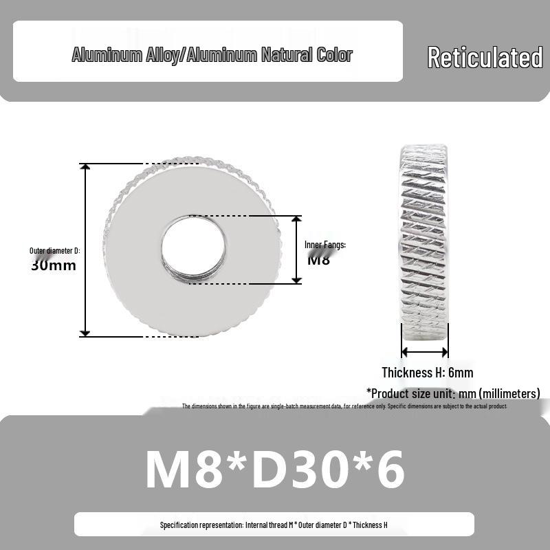 Aluminum Alloy Hand-Tightened Knurled Nut Adjustment Lock Gauge M3-M8