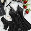 Multi-Color Mesh V-Neck Lace Camisole Lingerie Set