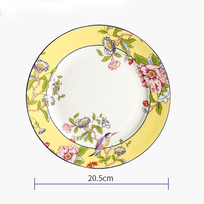 8 Inch Dinner Plate Ceramic British Style Afternoon Tea Dessert Plate Steak Spaghetti Plate Creative Bone China Flat Plate