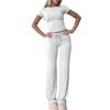 Ensemble Short à Manches Courtes Décontracté pour Femme et Pantalon Long pour Yoga, Sport, Vêtement d'Intérieur