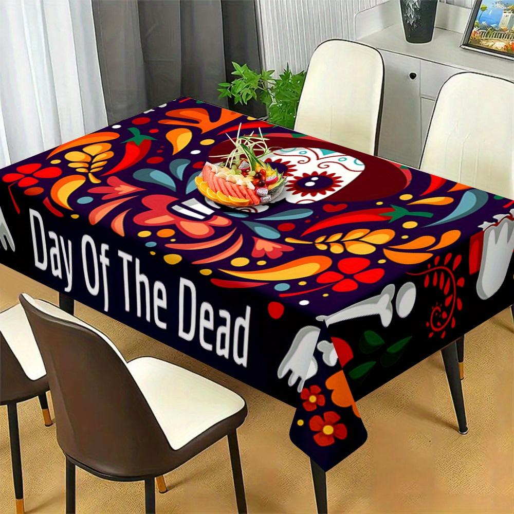 Day of The Dead Rectangle Table Cloth for Table Decor Kitchen Dining Waterproof Reusable Tablecloth for Tables Dining Room