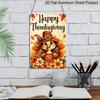 2D Flat, 1pc Thanksgiving Cartoon Bird Floral Aluminum Decorative Sign & Plaque, Thanksgiving Party Wall Decor, Dining Room Wall Art, Kitchen