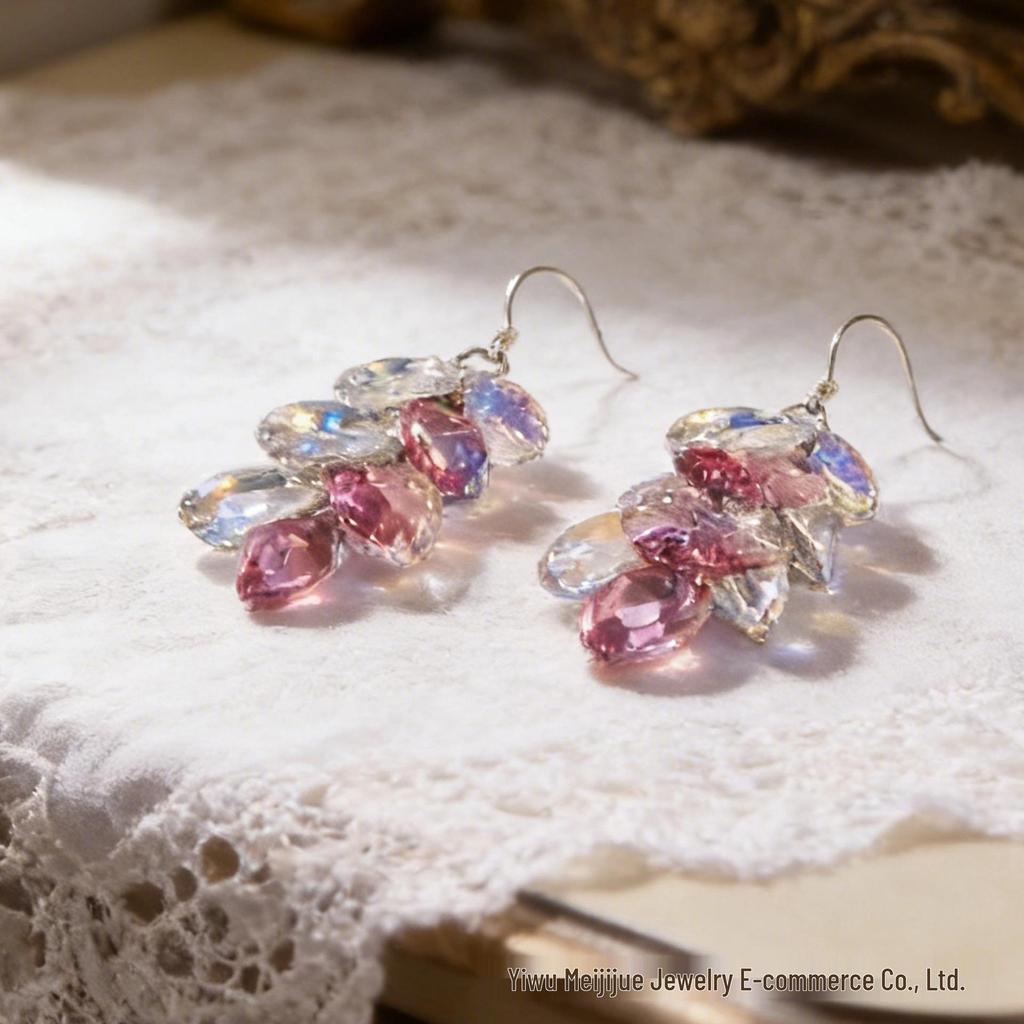 Tassel Temperament Light Purple Crystal Earrings - Luxury Long Dangle for Women