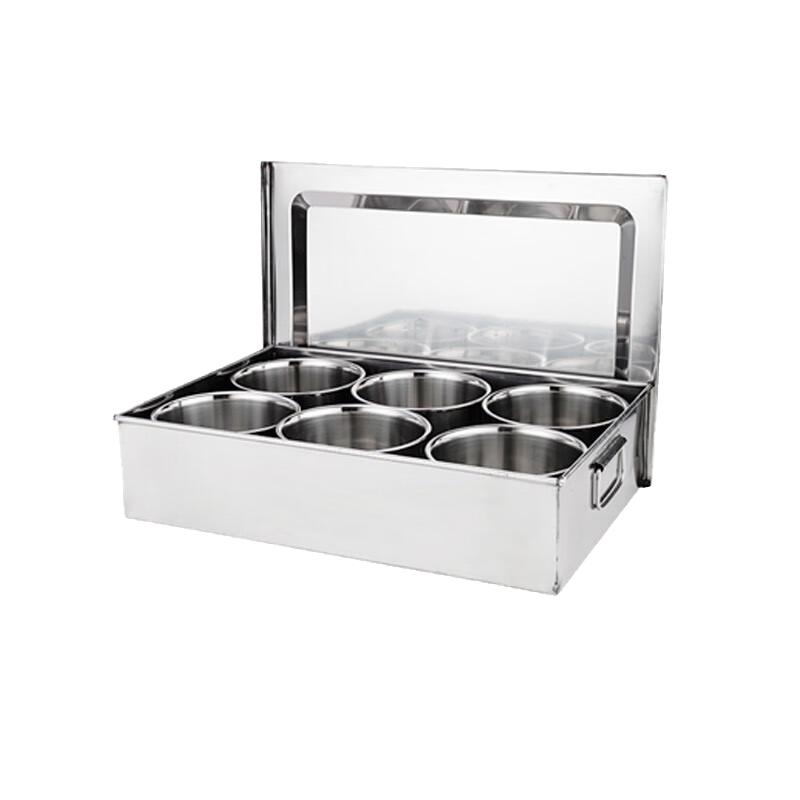 Stainless Steel Round 6-Compartment Seasoning Jar Set