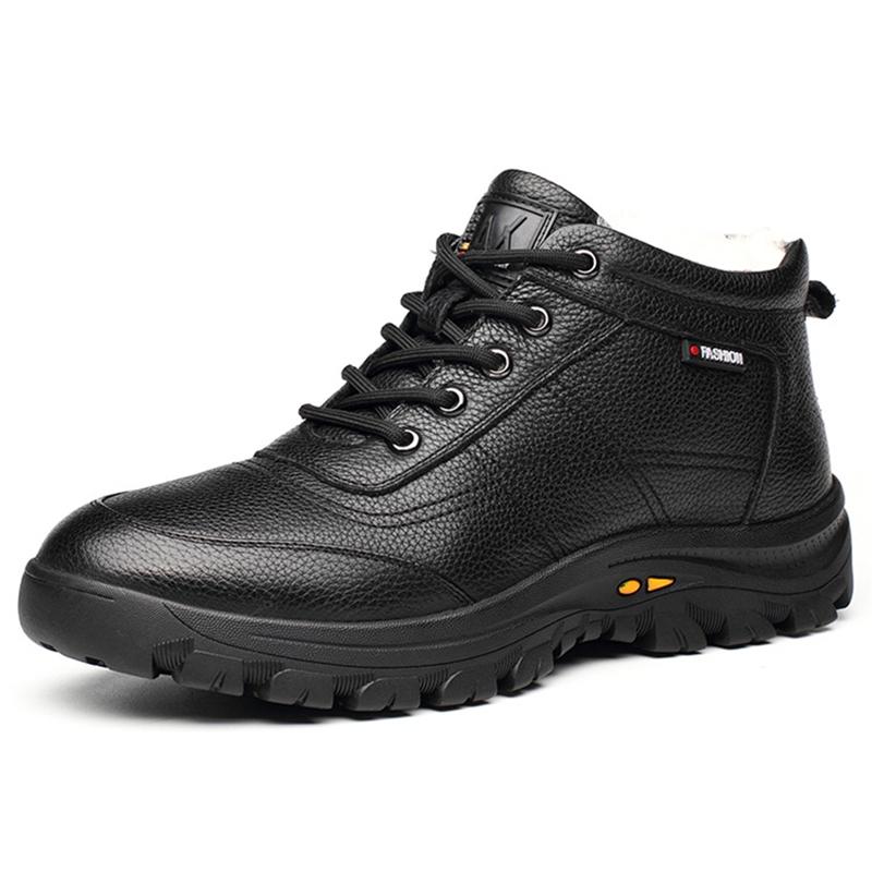 Mode Herrenschuhe Echtes Leder 100% Wollfutter Winter Super Warm Outdoor Stiefeletten Schneestiefel Herren Freizeitschuhe