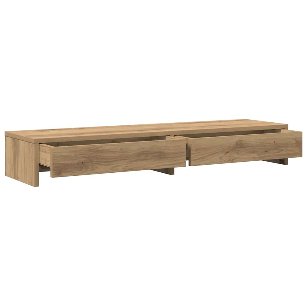 Vidaxl Podstawka Pod Monitor, Z Szufladami, Dąb Artisian, 100X27X15 Cm