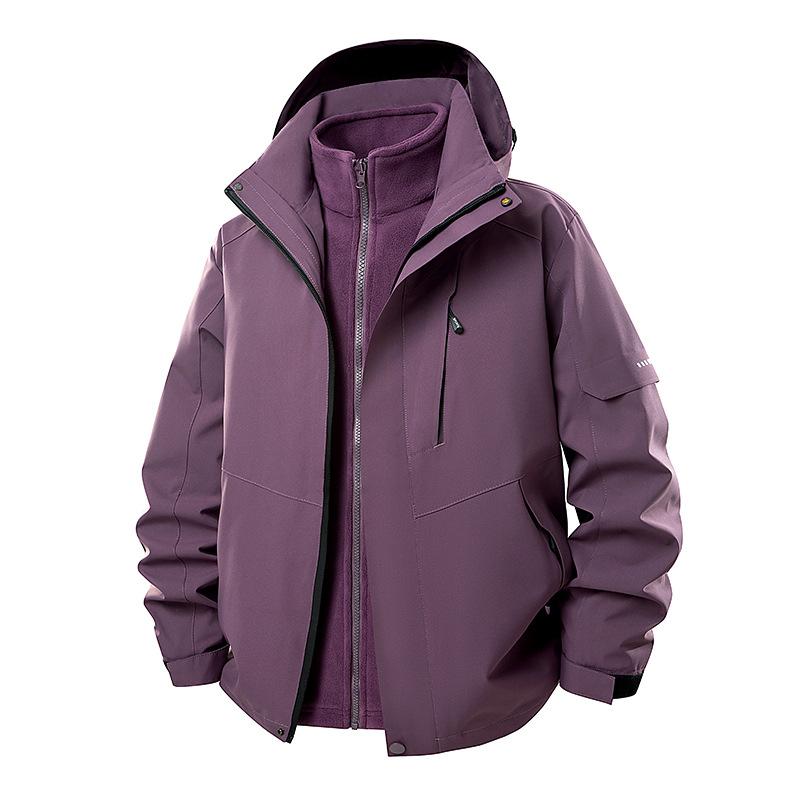 

Жіноча зимова куртка для піших прогулянок три в одному, водонепроникна куртка з капюшоном для кемпінгу, вітрозахисна куртка для активного відпочинку 5XL темно-фіолетовий колір