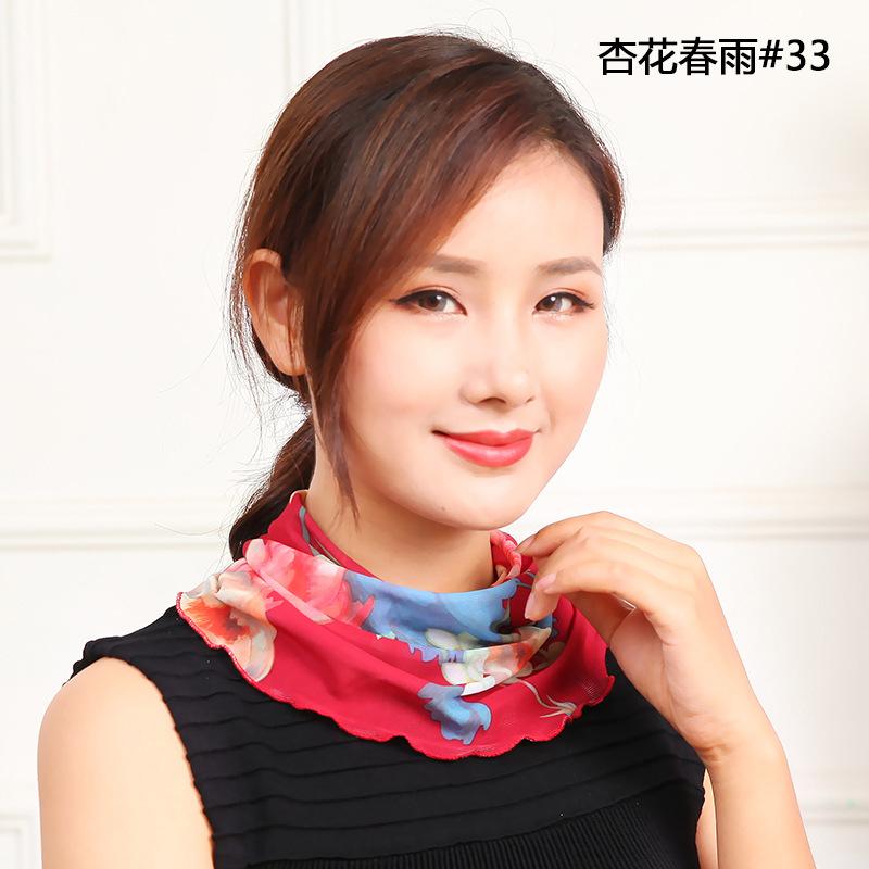 Eșarfă mică de mătase Pulover de primăvară și de vară, eșarfă cu guler fals, husă pentru gât pătrat din plasă pentru femei, eșarfă versatilă W18