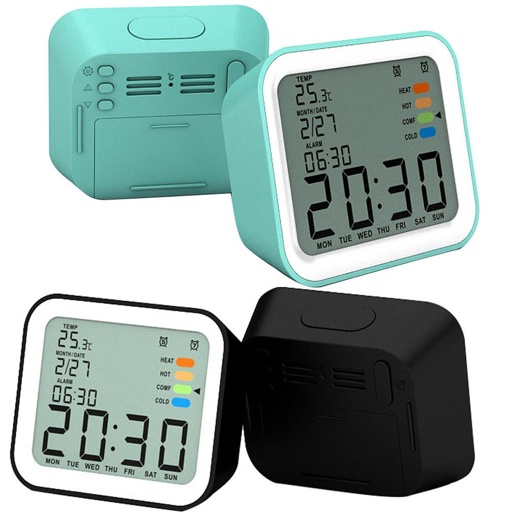 Kids Student Clock Bedside LCD Digital Mute Electronic Clock with Temperature Backlight Display