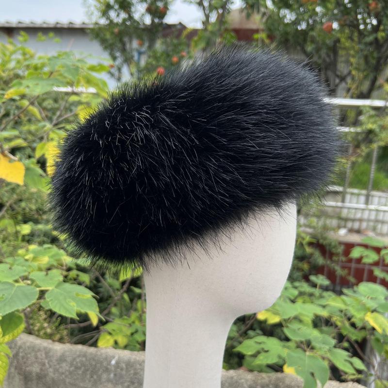 Unisex Thick Fur Dome Cap Retro Warm Flat Top Hat Outdoor Winter Accessories