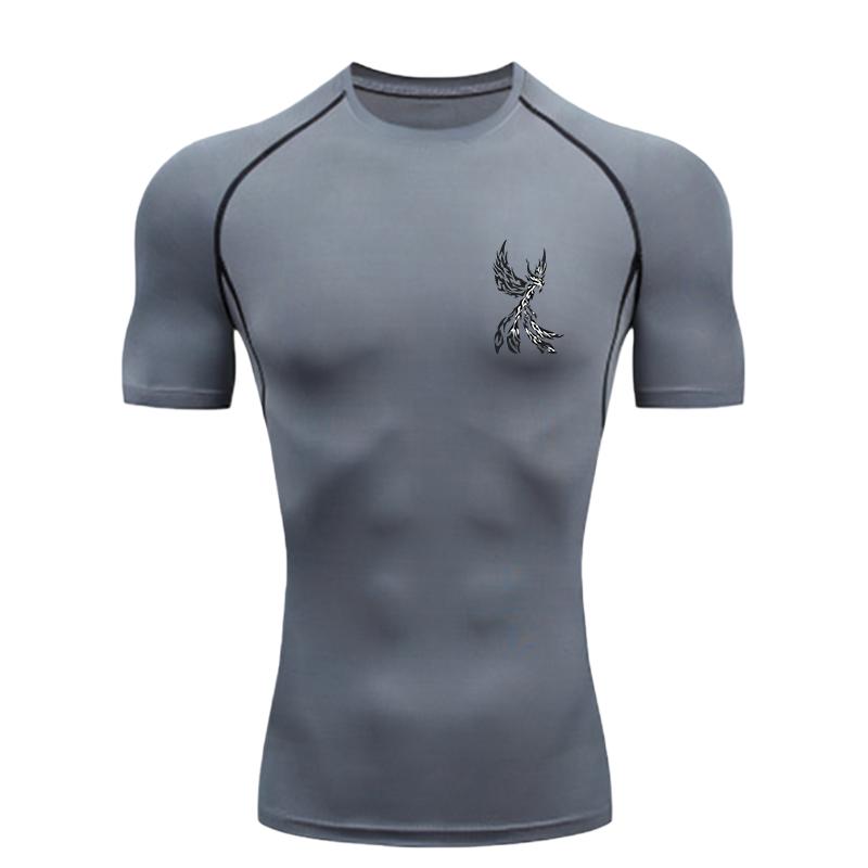 Phoenix  Men's Sports T-shirt Training Fitness Compression Workout Athletic Tees Quick Dry Short Sleeve T-Shirt for Men