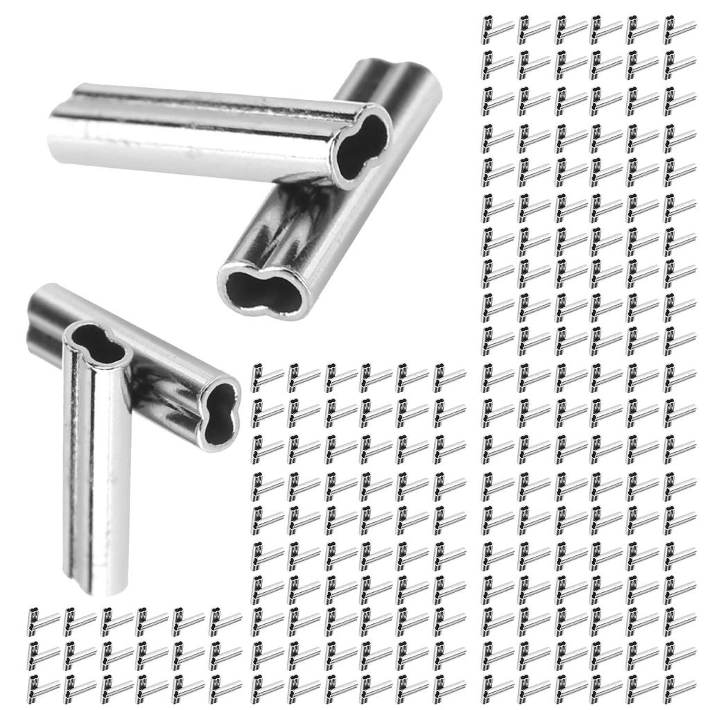 200pcs Fishing Double Crimp Sleeves Kit Crack Proof Copper Crimping Loop Sleeves Tube Connector