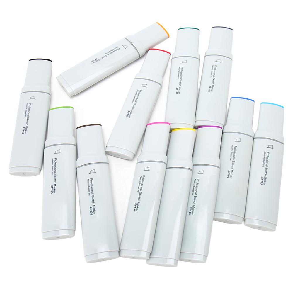 Wide Tip Markers Refillable Ink Even Inking Alcoholic Paint Marker for Paper Plastic Wood Glass 12pcs