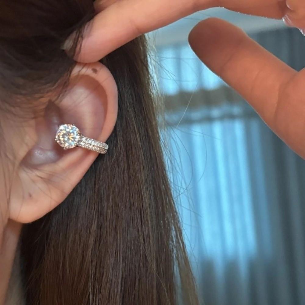 New Shiny Zircon Clip Earrings Adjustable Elegant Fashion Non Piercing Ear Clips Zircon Earrings Party Banquet