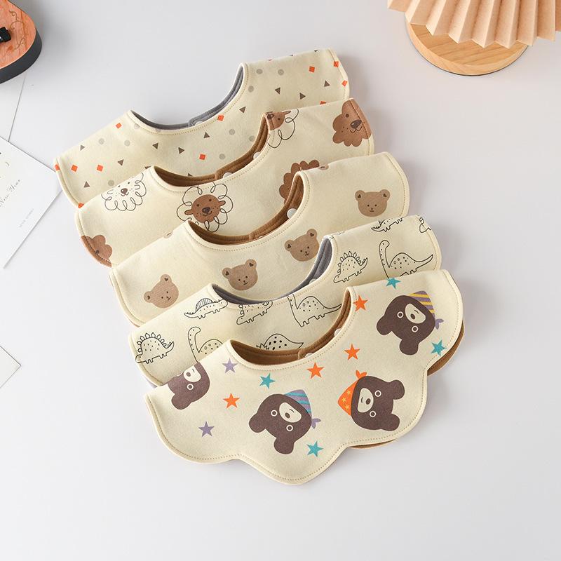 Korean Style A-Type Pure Cotton Double-Sided Baby Bib for 0-2 Years