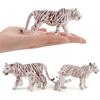 4Pcs Miniature White Tiger Figurines Set Simulation Baby Tiger Model Tablescape Decoration Realistic Wild Animal Statues PVC Static Model Ornament