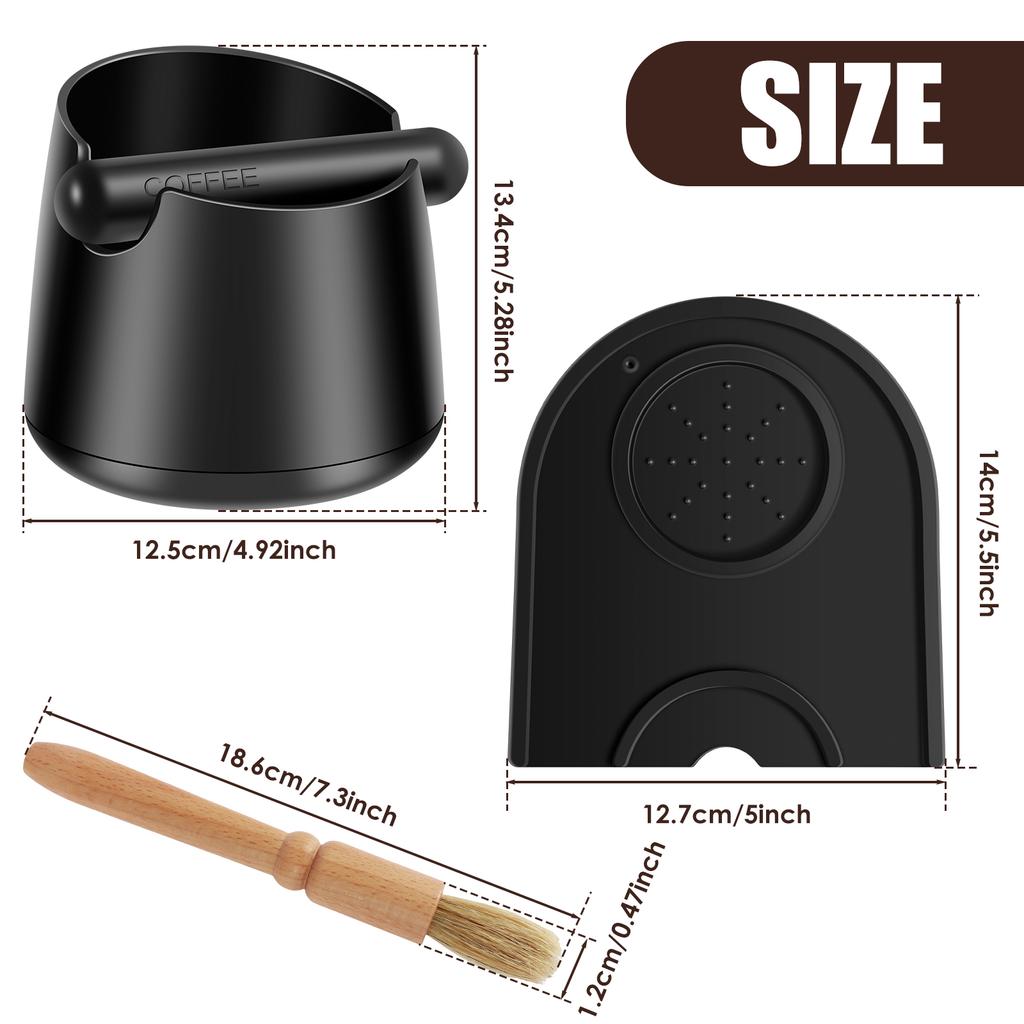 1/3pcs Shock-Absorbent Coffee Knock Box Anti-slip Espresso Dump Bin For Coffee Grounds Steel/Rubber Bar Coffee Grind Waste Bins