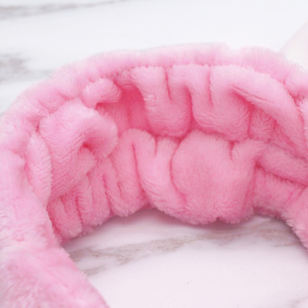 Plush Ear Headband Women Washing Face Makeup Hair Band Loop Soft Elastic Head for Shower