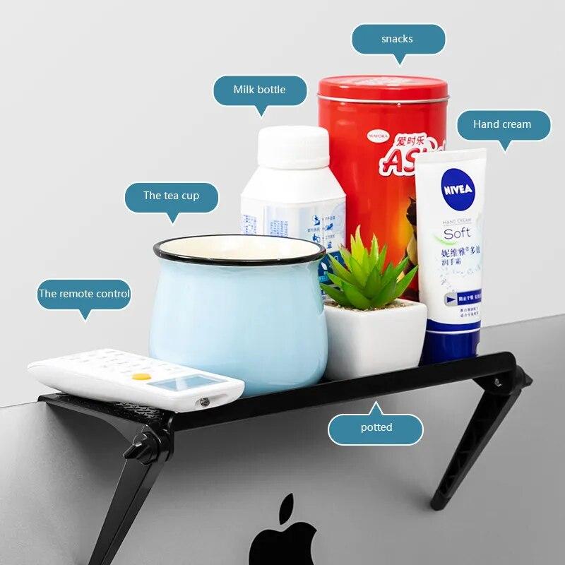 Supporto per Monitor da Computer Senza Fori Plastica Scatola Set-Top TV Staffa per Schermo Portaoggetti per Router