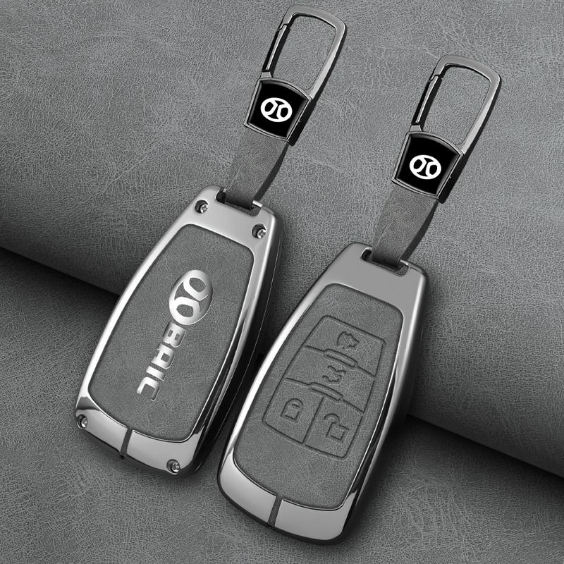 Zinc Alloy Genuine Leather Auto Key Fob Case Cover Keyring Bag Fit For Baic X7 Bj40 Senova D50 D70 X55 X65 Eu5 Eu7 Remote Protector Key Ring Mount
