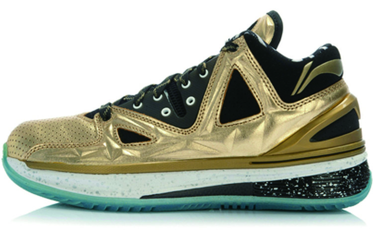Li Ning WOW 2 Модные Нескользящие Легкие Нескользящие Легкие Средние Баскетбольные Кроссовки Мужские Черно-Золотые ABAJ003-12 41.5