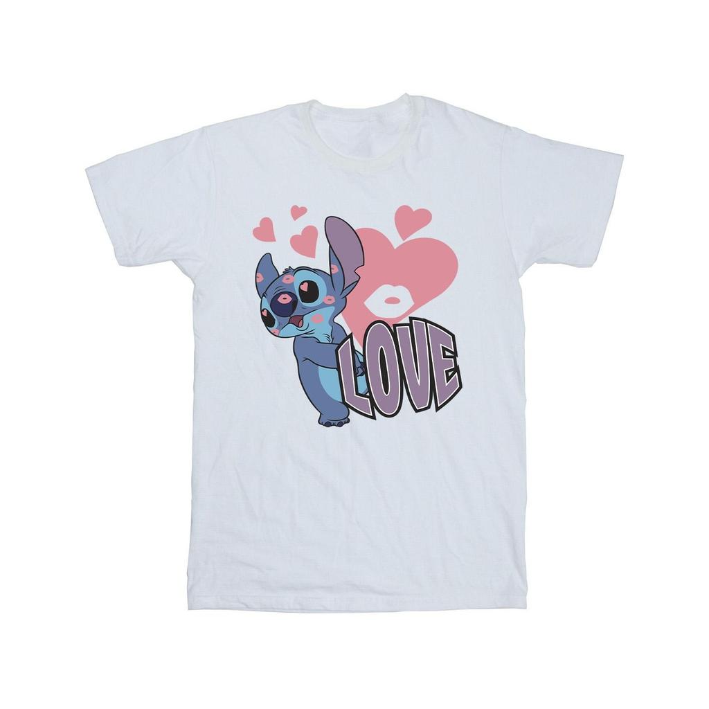 Lilo & Stitch Mens Love Hearts Cotton T-Shirt