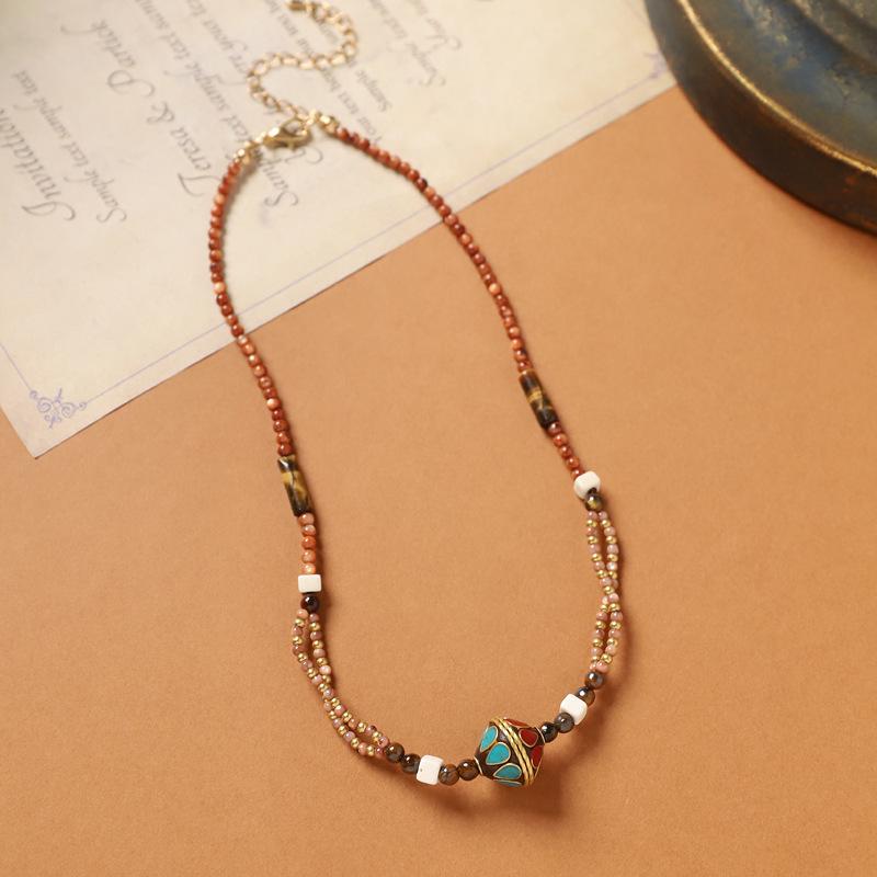 Retro style collarbone chain Exotic Nepalese short necklace Niche Tibetan accessories women
