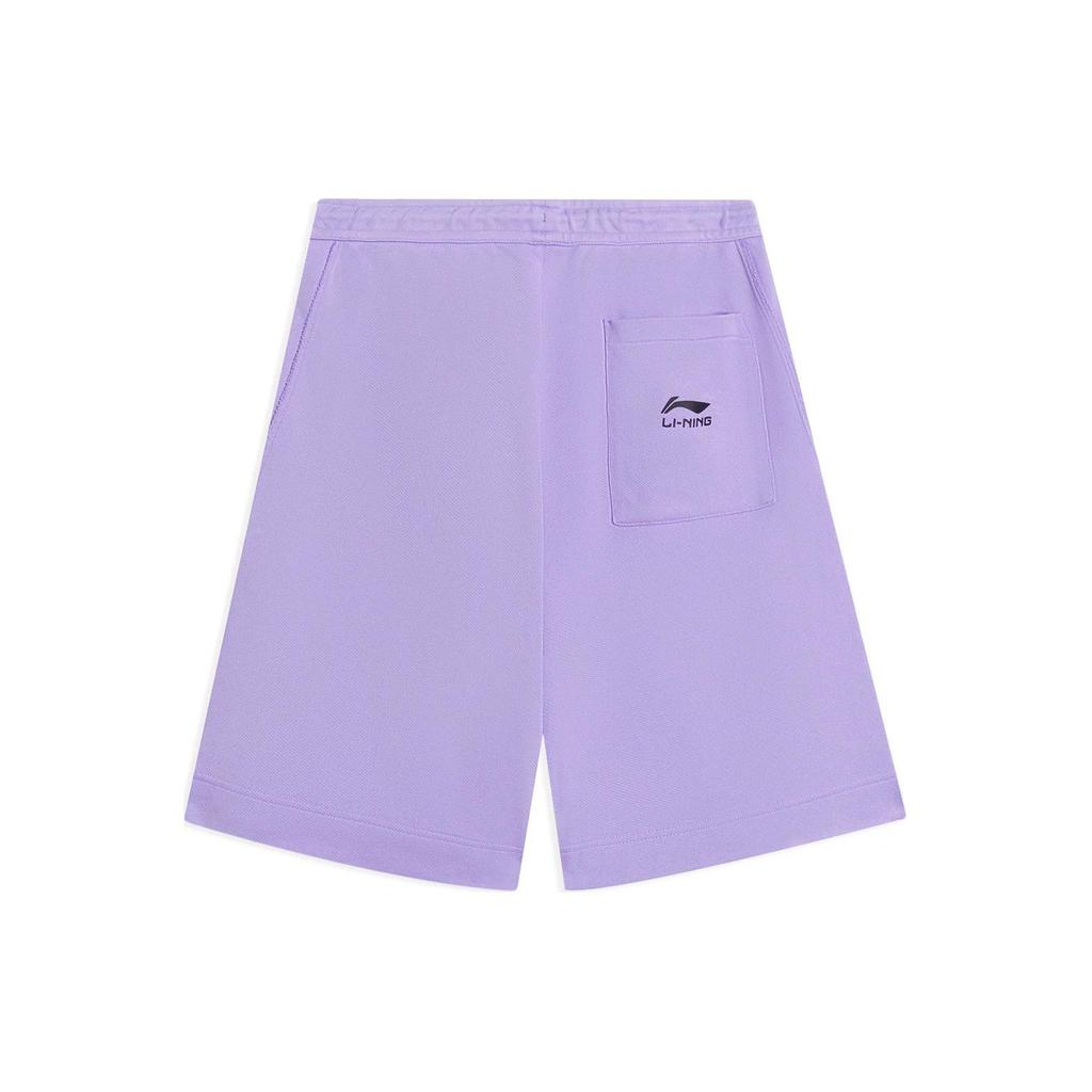 Li Ning Summer Party Series Letter Pattern Printed Loose Straight Casual Shorts Men shorts Rose-Purple AKSSA79-2