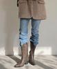 Moodnple Heather Detail Crack Western Boots 6Cm