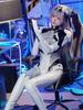 Miccostumes Adult Anime Game Combat Uniform Cosplay Cool and Cute Bodysuit and Leotard Outfit White Women's Costume, Costume, Set, (L)