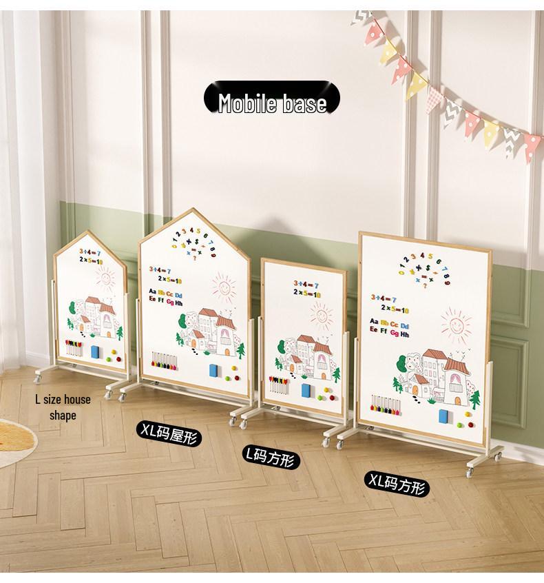 Kids' Double-Sided Magnetic Drawing Board: Stand-Up, Erasable Whiteboard & Chalkboard for Doodling and Coloring.