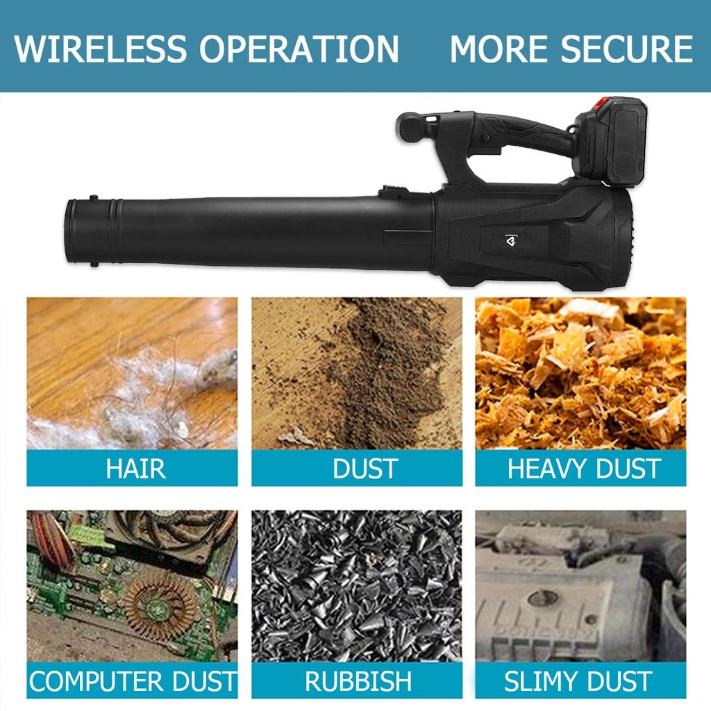 20000RPM 6 Gears Handheld Cordless Air Blower Dust Collector Sweeper Garden Power Tools Electric Leaf Blower for 15000mAh Li-ion Battery