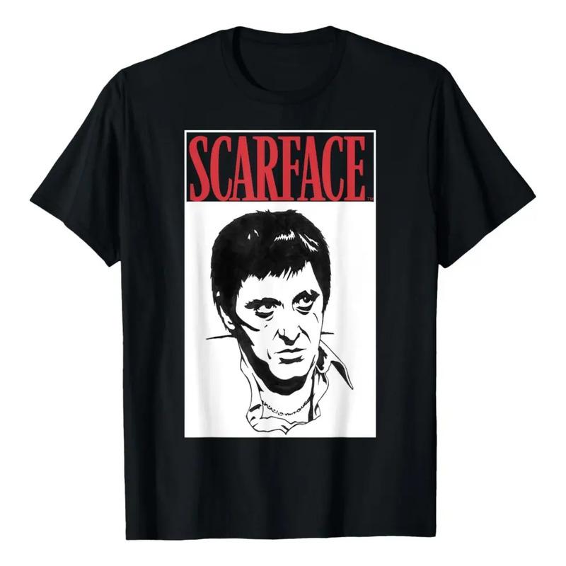 Camiseta Scarface Con Estampado De Texto Rojo Y Retrato En B S