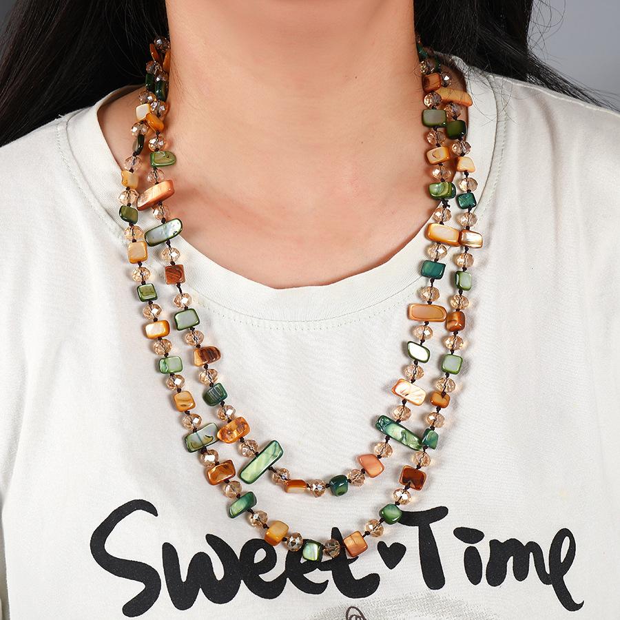 Bohemian Colorful Shell Layered Necklace for Women Creative Retro Irregular Long Chain Necklace Friendship Jewelry Gifts