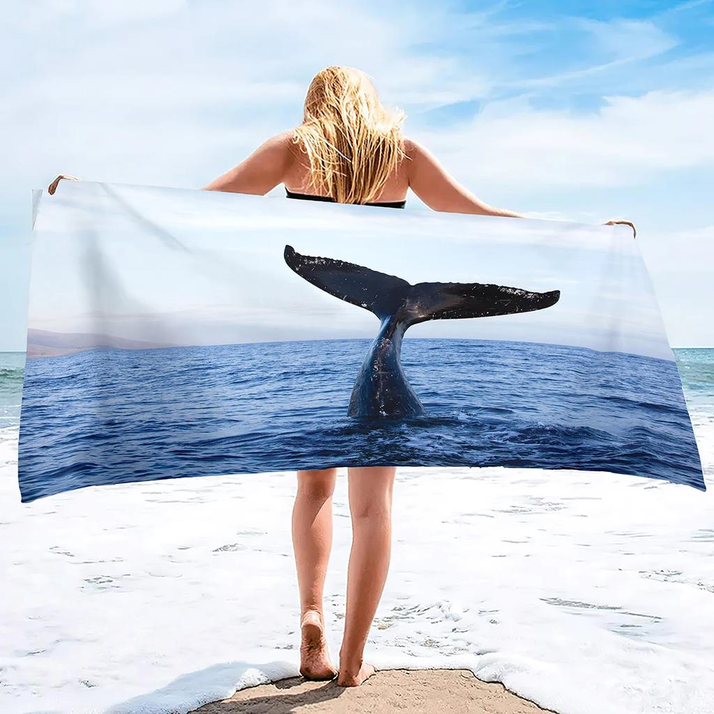 Microfiber Beach Towel Oversized Clearance Towels, Extra Large Sand Free Super Absorbent Travel Pool Towel,Whale Beach Towels
