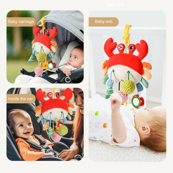 Car Seat Toy Baby Crab Pull Toy Soft Cloth Activity Toy Clip-on