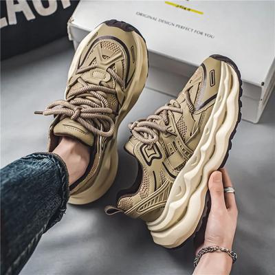 Mode Neueste Herren Bequeme Mesh Freizeit Schuhe Frühling und Herbst Retro Dicksohlige Höhenverstärkende Lauf-Sneaker Vulkanisierte Schuhe