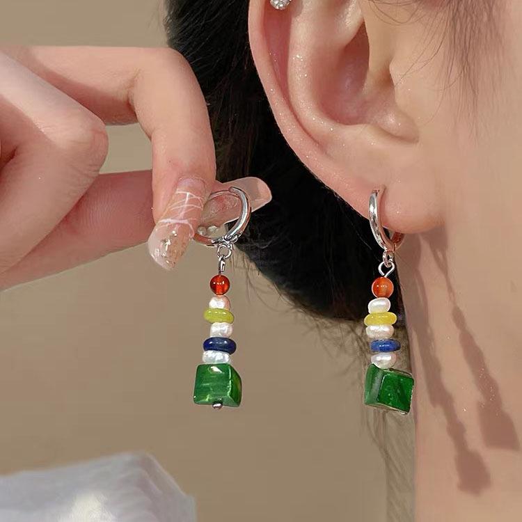 

Vibrant Retro Ethnic Beaded Earrings for Women - Exaggerated Studs with High-End Niche Design